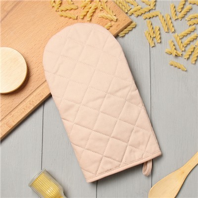 Варежка-прихватка «Этель» Kitchen, бежевая, 15×28 см, саржа, 100% хлопок