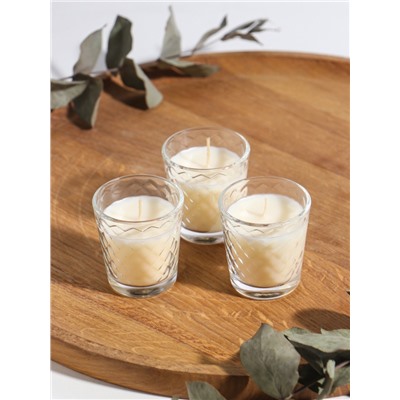 Ароматическая свеча в стакане, набор 3 шт., по 50 мл, 10 ч, 32 г, ваниль