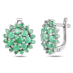 Серьги, изумруд берилл, Ежевичка