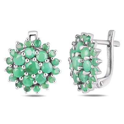 Серьги, изумруд берилл, Ежевичка