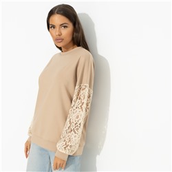 Свитшот комбинированный с кружевом, Роскошь без пафоса