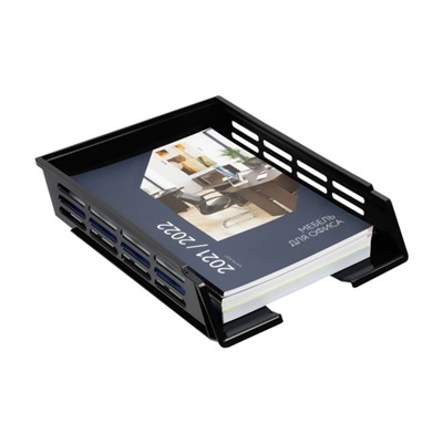 Лоток для бумаг горизонтальный XXL черный ЛТГ-30570 Стамм