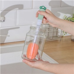 Ёршик - щётка для мытья посуды, с двумя дополнительными щетками, губка 5 см, длина 28 см, МИКС