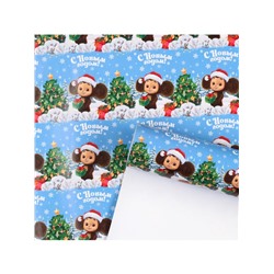 Бумага упаковочная «Новый год» 70×100 см, Чебурашка