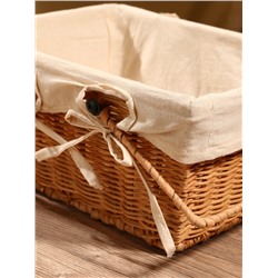 Корзина для пикника с тканевым подкладом, 27×20×14 см, ротанг