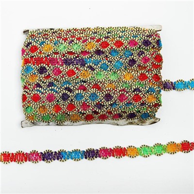 Тесьма многоцветная «Волна», ширина 2.5 см, в упаковке 25 м