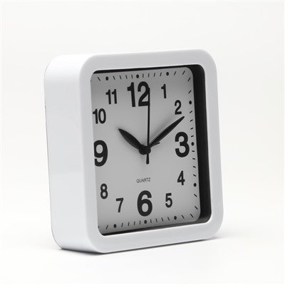Часы - будильник настольные «Классика», с подвесом, дискретный ход, d=12.5 см, 15×15 см, АА