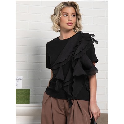 Блуза праздничная Риана ХИТ (черная) Б15078-5М