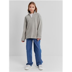 Свитшот флисовый детский MINAKU: Fleece Soft, серые, рост 116 см