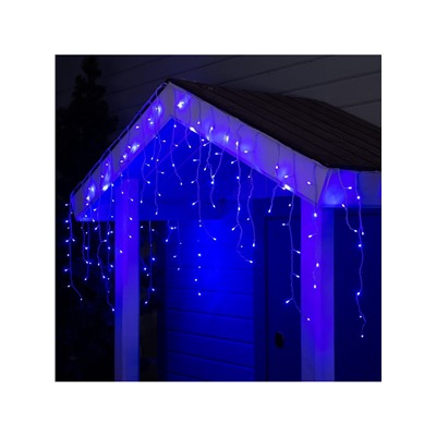Гирлянда «Бахрома» 3×0.6 м, IP44, УМС, белая нить, 160 LED, свечение синее, 220 В