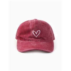 Кепка женская MINAKU «Сердце», размер 56-58, розовая, вареный деним