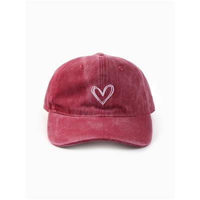Кепка женская MINAKU «Сердце», размер 56-58, розовая, вареный деним