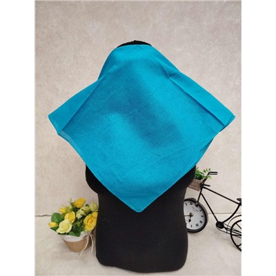 Платок косынка на голову и шею, хлопок, цвет бирюзовый