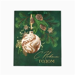 Пакет подарочный новогодний ламинированный «С Новым годом», M 26×30×9 см