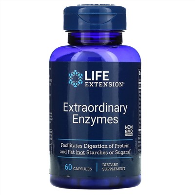 Life Extension, Дополнительные ферменты, 60 капсул