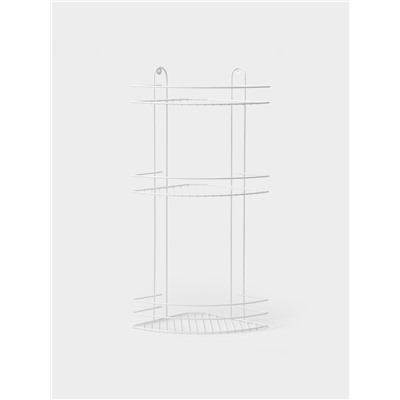 Полка для ванной угловая 3-ярусная, 23×23×58.5 см, белая