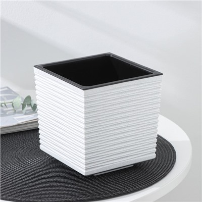 Кашпо со вставкой «Стиль», 1,5 л, цвет мрамор