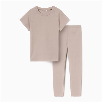 Комплект для девочки (майка и велосипедки) MINAKU, бежевый, рост 140 см