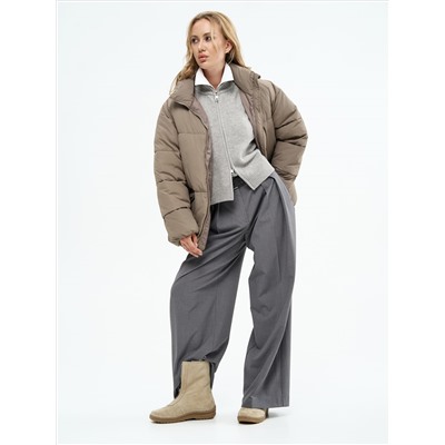 Ботинки женские бежевые замшевые на молнии, литая подошва