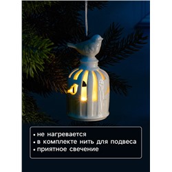 Подвеска светодиодная «Птичка», 5.8×5.8×11 см, 1 LED, керамика, от батареек LR44×2, свечение тёплое белое