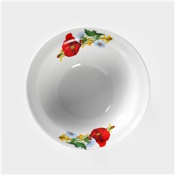 Салатник Добрушский завод «Маки красные», 550 мл, d=17 см, фарфор, белый