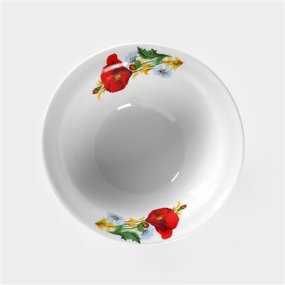 Салатник Добрушский завод «Маки красные», 550 мл, d=17 см, фарфор, белый