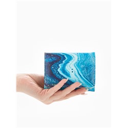 Кошелёк женский на кнопке, 10×1.5×8 см, с принтом, голубой/синий
