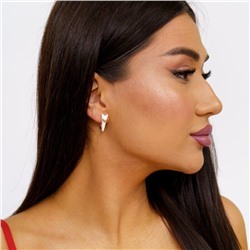 Серьги ювелирная бижутерия коллекция "Дубай", покрытие: позолота, вставка: керамика, цвет: белый, арт.214.437