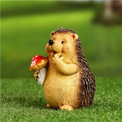 Садовая фигура из полистоуна «Ежик с мухомором», 11×8×9 см