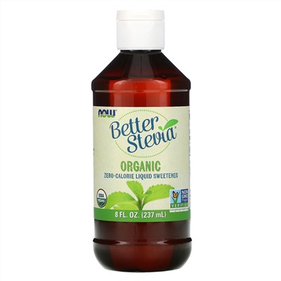 Now Foods, Better Stevia, органический жидкий бескалорийный подсластитель, 237 мл (8 жидких унций)