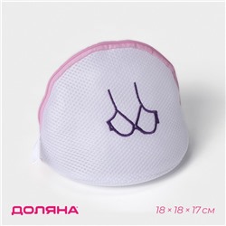 Мешок для стирки бюстгальтеров Доляна, 18×18×17 см, трёхслойный, крупная сетка, белый