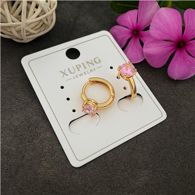 Серьги коллекция "Xuping" покрытие позолота, вставка: фианит, цвет: розовый, арт.004.010