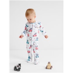 Комбинезон детский детский MINAKU New Year's cars, рост 62-68 см, белый