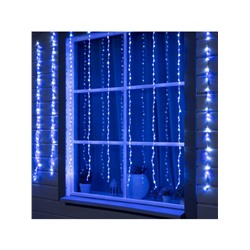 Гирлянда «Водопад» 2×1.5 м, IP44, прозрачная нить, 400 LED, свечение бело-синее, 8 режимов, 220 В