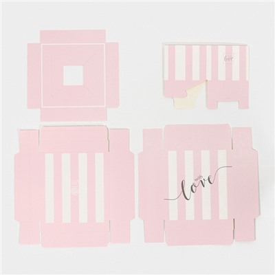 Коробка подарочная для цветов с вазой и пластиковыми окнами складная, упаковка, With love, 16×23×16 см