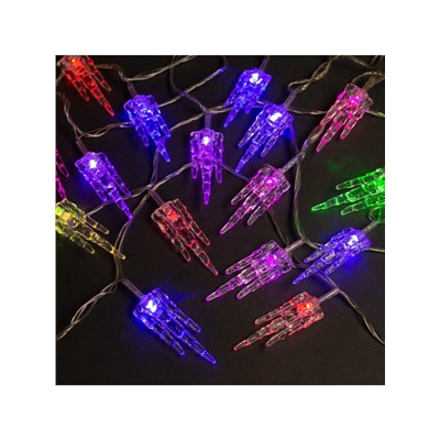 Гирлянда «Нить» 5 м с насадками «Льдинка», IP20, прозрачная нить, 20 LED, свечение мульти (RG/RB), мигание, 220 В