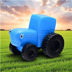 Каталка с ручкой "Синий трактор" 20 см, свободный ход, синий