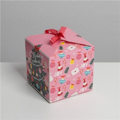 Коробка подарочная новогодняя складная «С Новым годом», 12×12×12 см