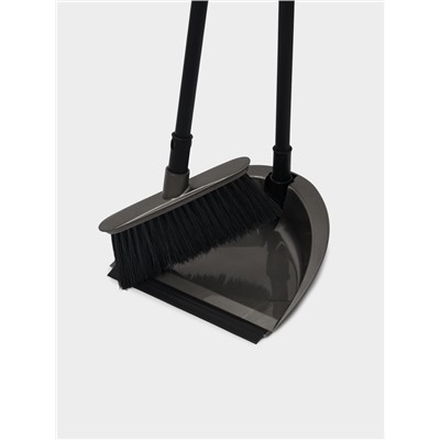 Щётка для пола с совком и кромкой Svip «Классика», пластик, 8×24×88 см, серый