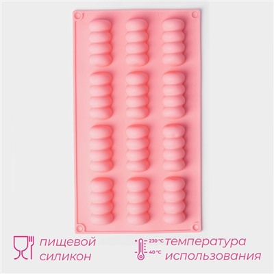 Форма для выпечки Доляна «Сладости. Бабл», силикон, 12 ячеек, 28×16×2 см, розовая