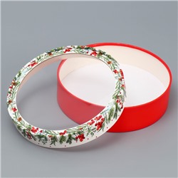 Коробка для макарун тубус с окном «Новогодняя ботаника», 20×20×5 см