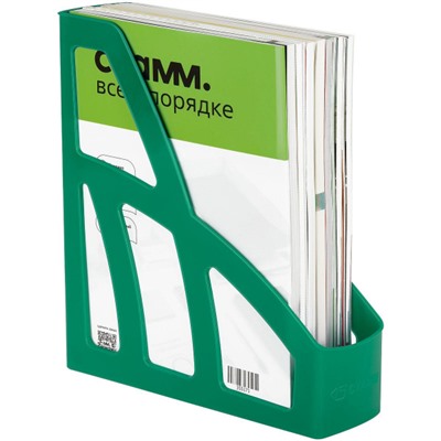 Лоток для бумаг вертикальный  75 мм "Лидер" зеленый ЛТВ-30453 Стамм