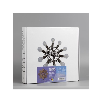 Гирлянда «Белт-лайт» 5 м с насадками «Лампочки», IP44, УМС, тёмная нить, 10 LED, свечение мульти, 220 В