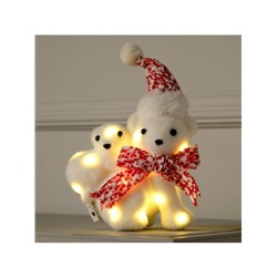 Светодиодная фигура «Медведица с медвежонком» 20×17×9 см, флок, батарейки CR2032×2 (не в комплекте), свечение тёплое белое