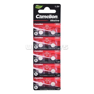 Батарейки алкалиновые Camelion AG3-BP10(%Hg)AG3 392 BL10