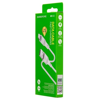 Кабель USB - Apple lightning Borofone BX43 CoolJoy 12W 100см 2,4A  (white)