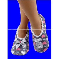 6 ПАР - Носки-тапочки внутри с мехом "Сердечки" женские