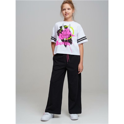 Комплект трикотажный для девочек: фуфайка (футболка), брюки