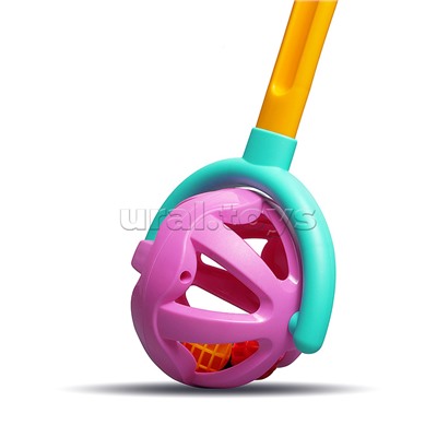 Каталка с ручкой "Шарик" (желто-фиолетовая)