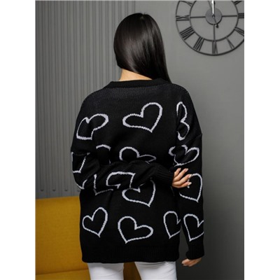 Джемпер удлиненный "Сердца"